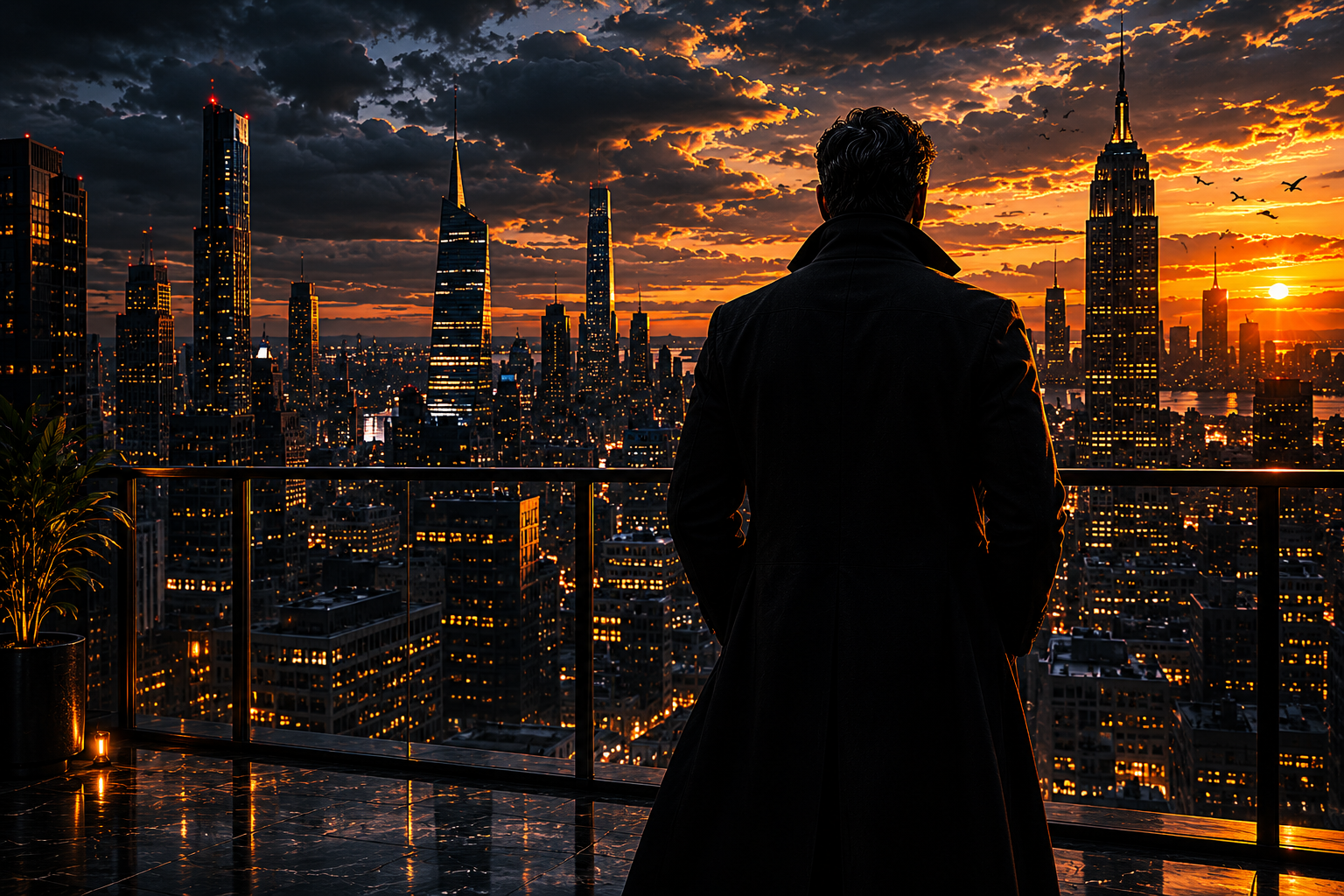Contemplation At Sunset Over The City