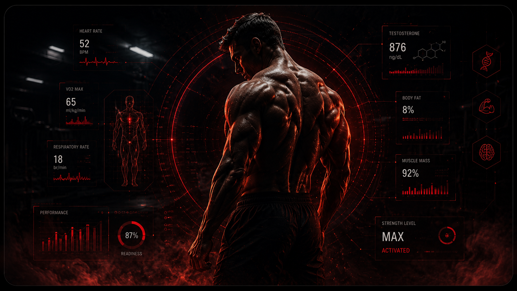 Futuristic Fitness Biometric HUD Display